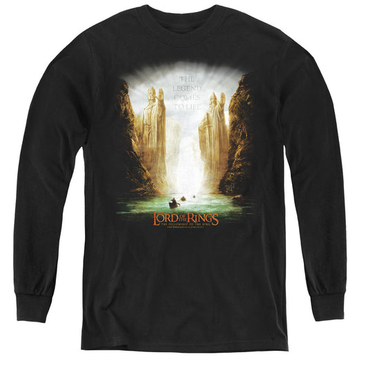 Lord of the Rings Kings of Old Long Sleeve Kids Youth T Shirt Black