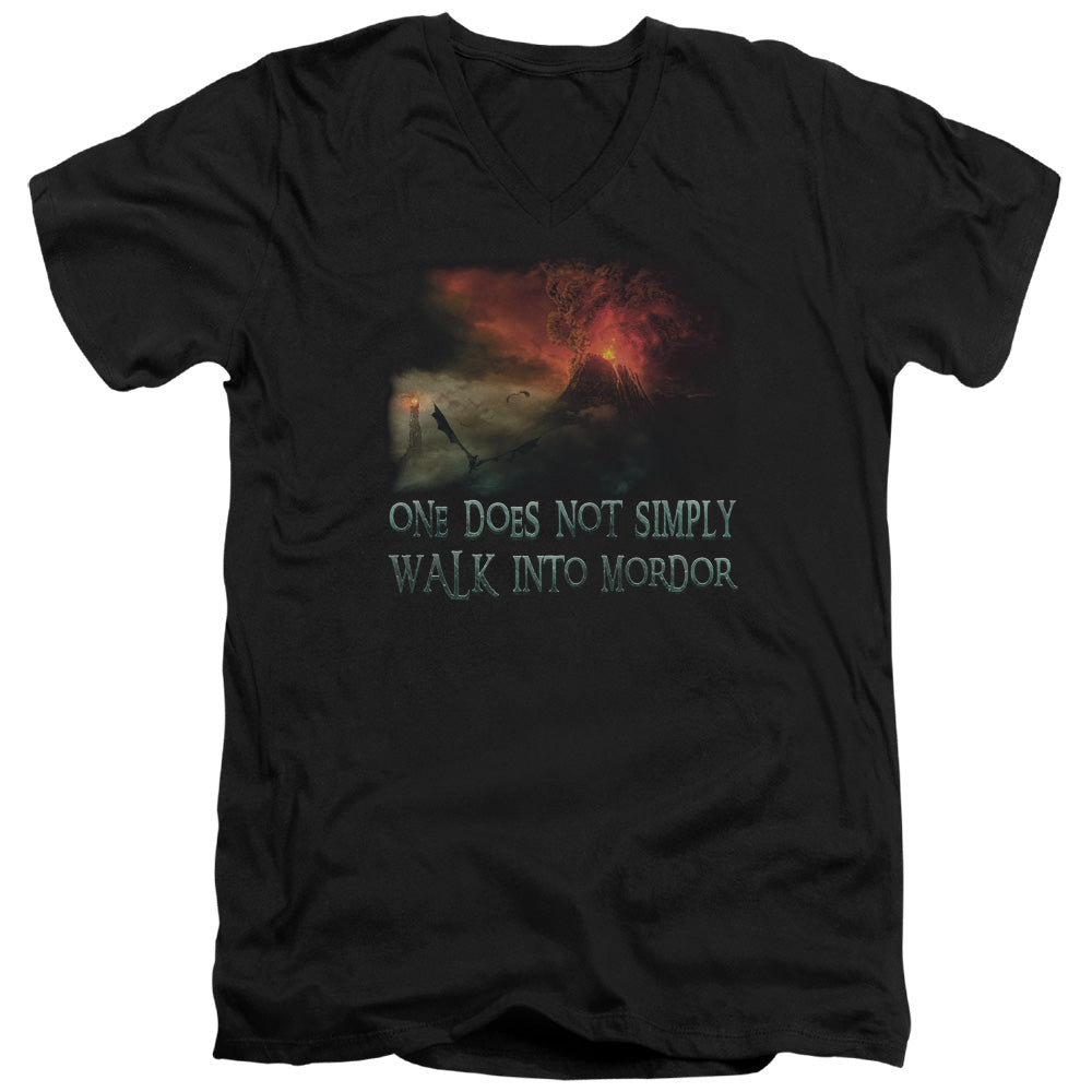 Lord of the Rings Walk in Mordor Mens Slim Fit V-Neck T Shirt Black