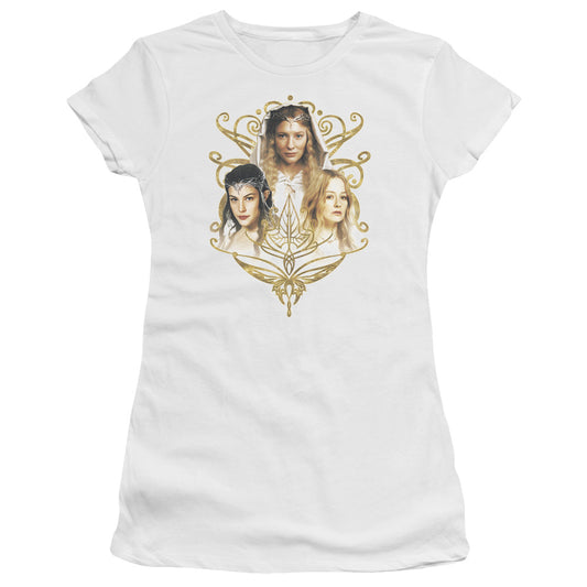 Lord of the Rings Women of Middle Earth Junior Sheer Cap Sleeve Womens T Shirt White