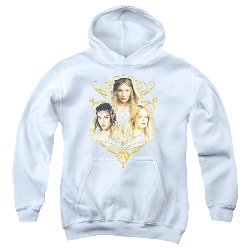 Lord of the Rings Women of Middle Earth Kids Youth Hoodie White