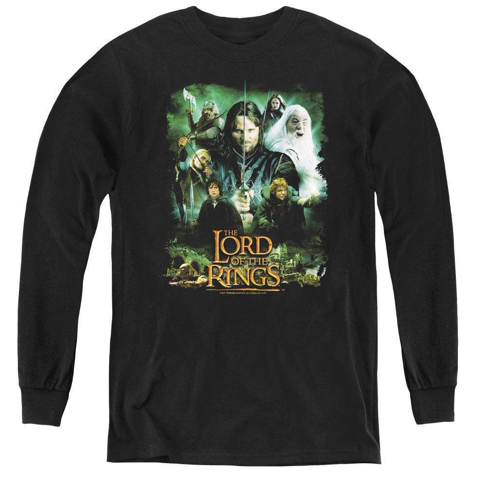 Lord Of The Rings Hero Group Long Sleeve Kids Youth T Shirt Black