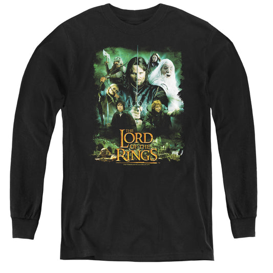 Lord Of The Rings Hero Group Long Sleeve Kids Youth T Shirt Black