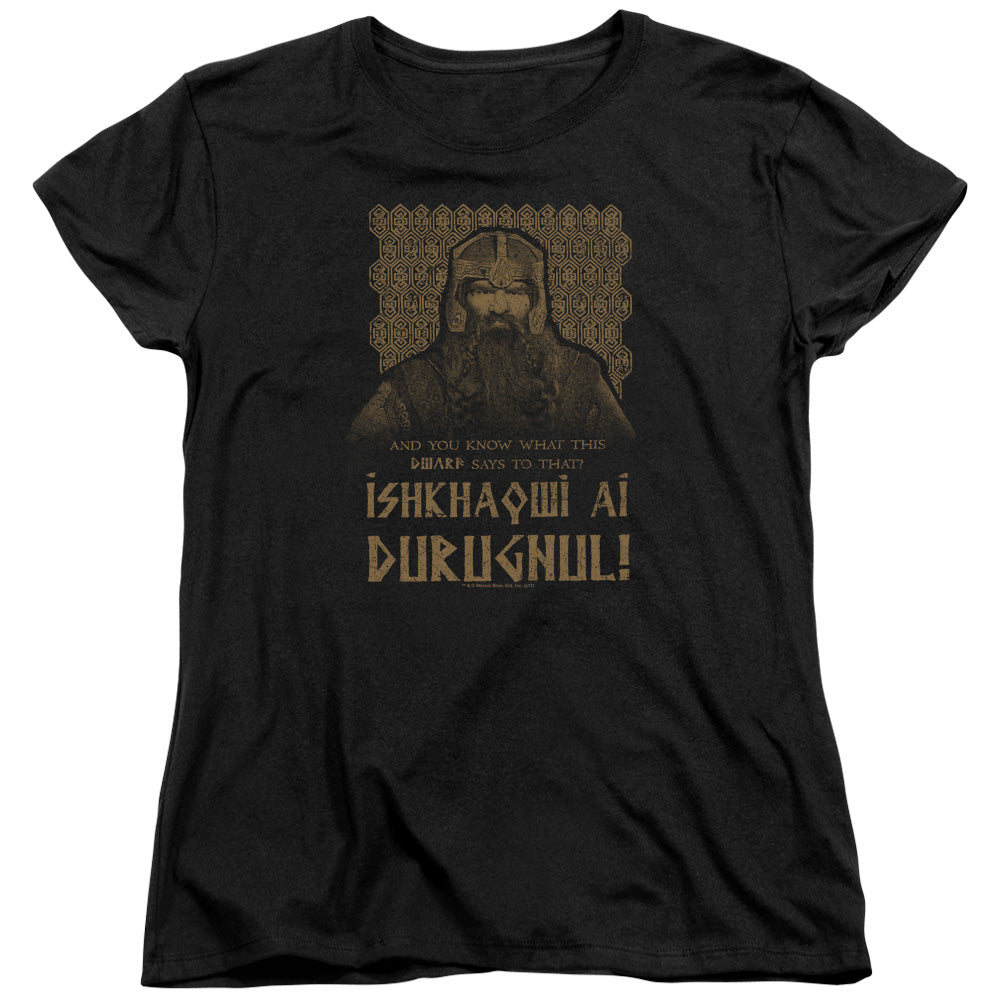 Lord Of The Rings Ishkhaqwi Durugnul Womens T Shirt Black