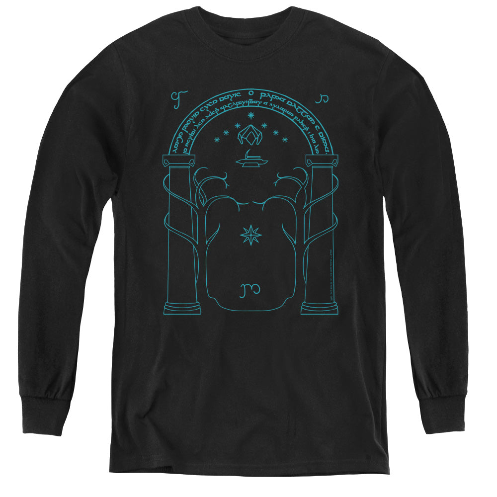 Lord Of The Rings Doors of Durin Long Sleeve Kids Youth T Shirt Black