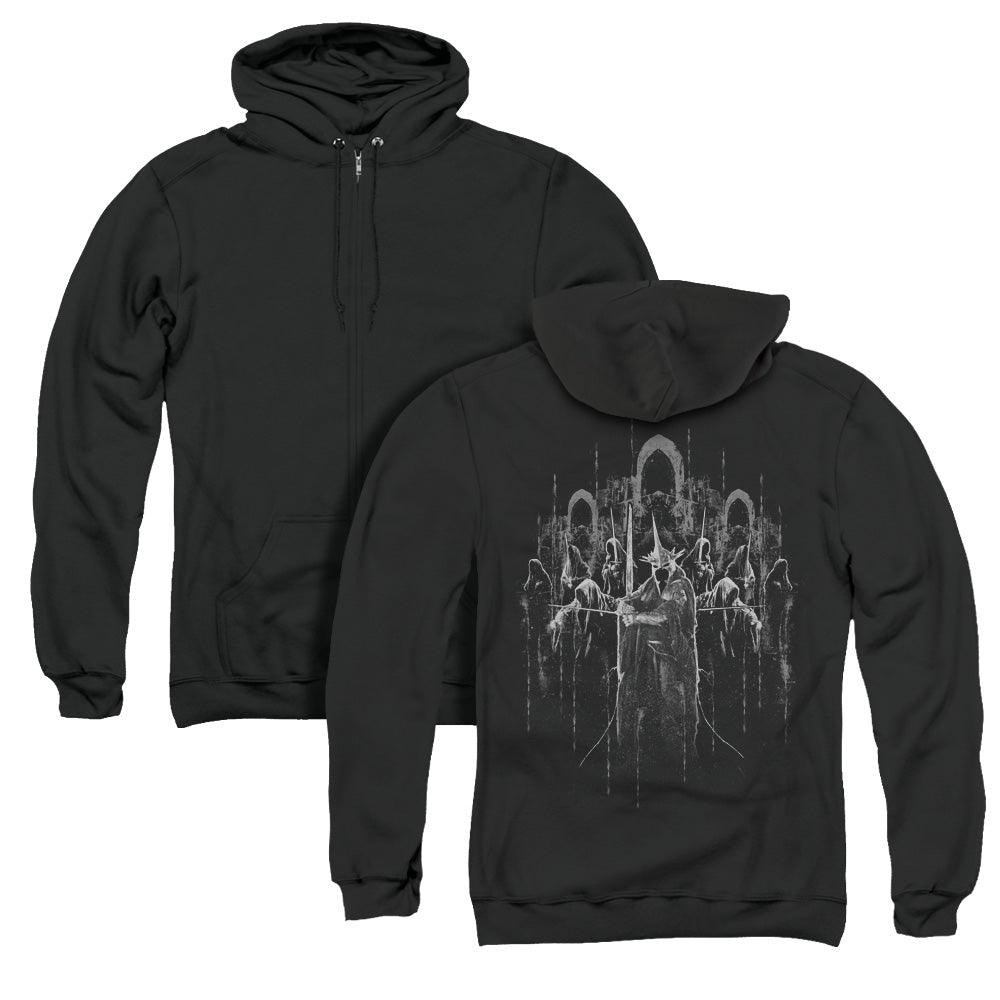 Lord Of The Rings the Nine Back Print Zipper Mens Hoodie Black