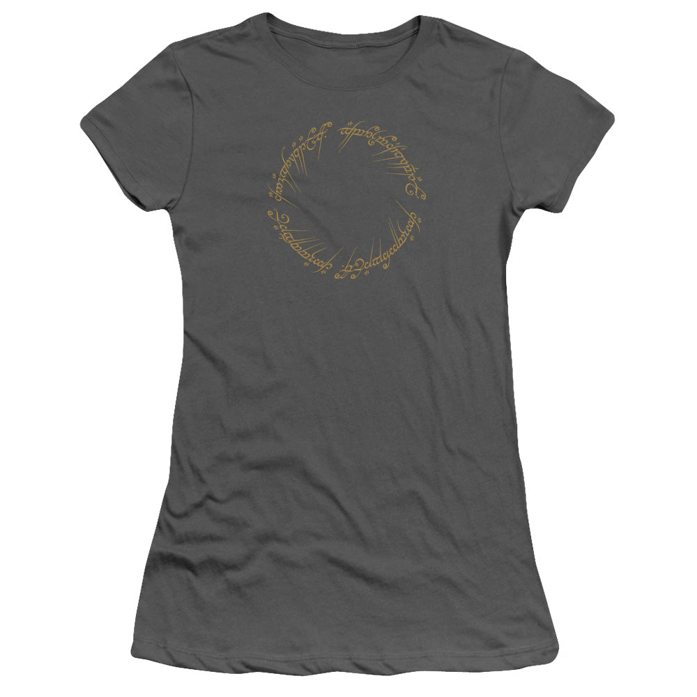 Lord Of The Rings One Ring Junior Sheer Cap Sleeve Womens T Shirt Charcoal