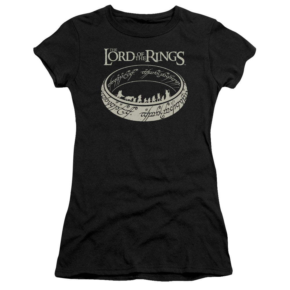 Lord Of The Rings the Journey Junior Sheer Cap Sleeve Womens T Shirt Black