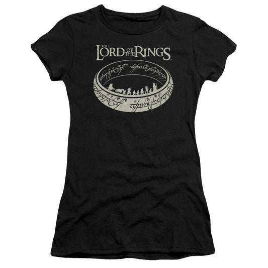 Lord Of The Rings the Journey Junior Sheer Cap Sleeve Womens T Shirt Black