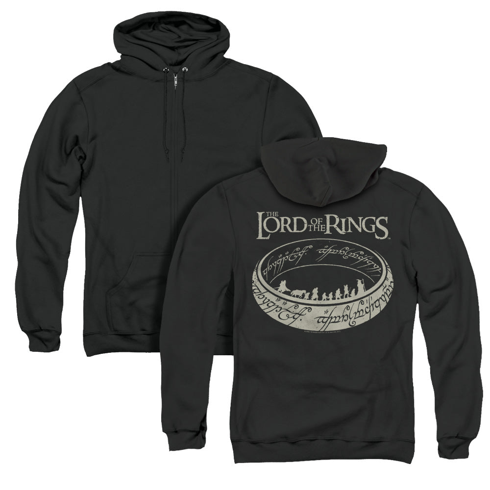 Lord Of The Rings the Journey Back Print Zipper Mens Hoodie Black