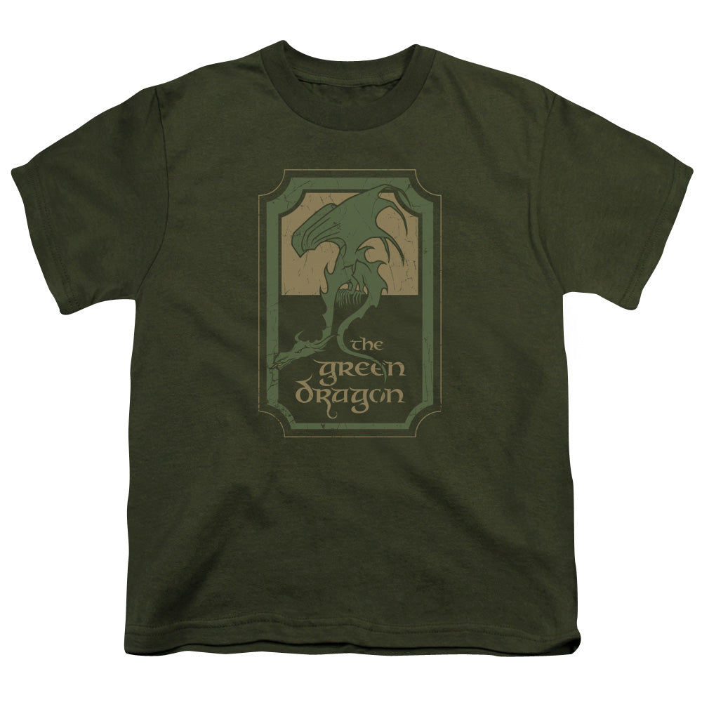 Lord Of The Rings Green Dragon Tavern Kids Youth T Shirt Military Green