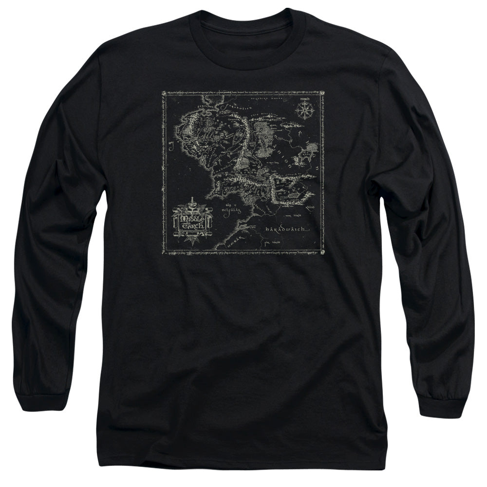 Lord Of The Rings Map of Me Mens Long Sleeve Shirt Black