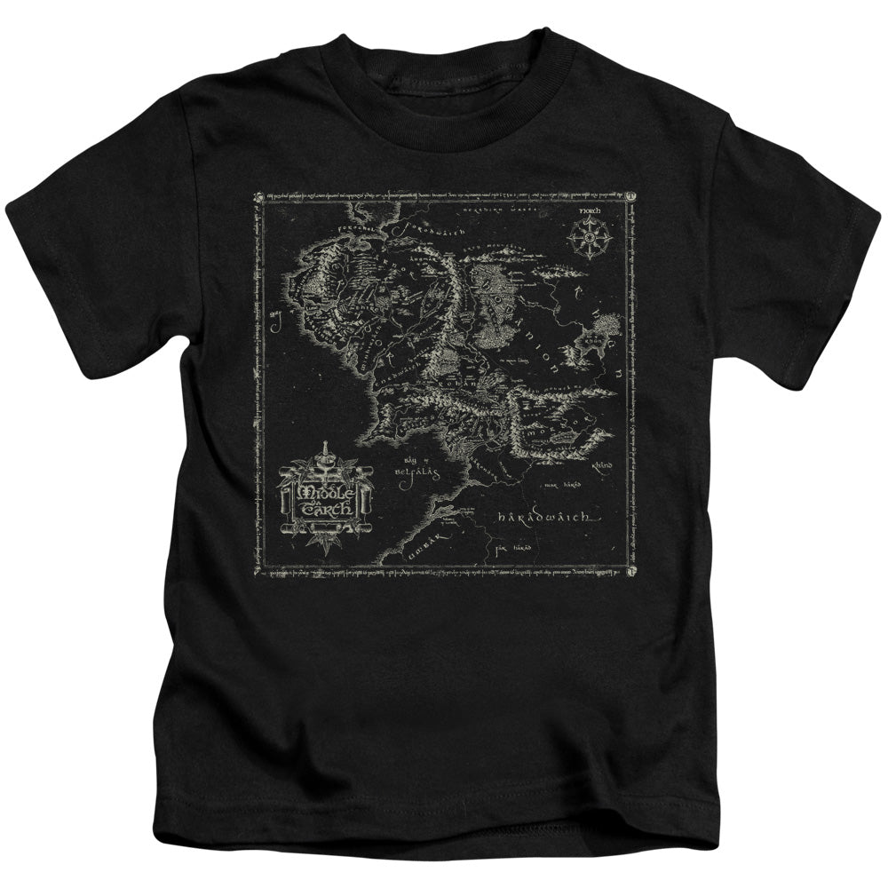 Lord Of The Rings Map of Me Juvenile Kids Youth T Shirt Black