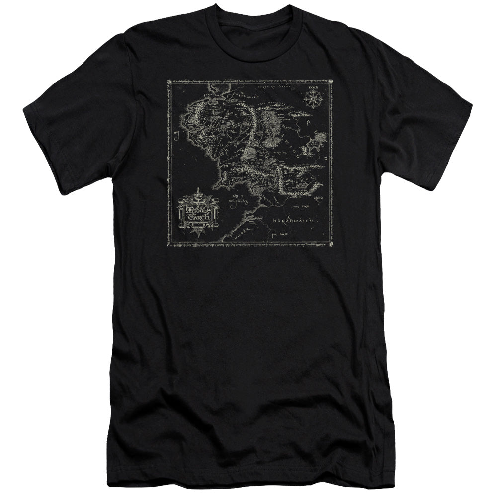 Lord Of The Rings Map of Me Premium Bella Canvas Slim Fit Mens T Shirt Black