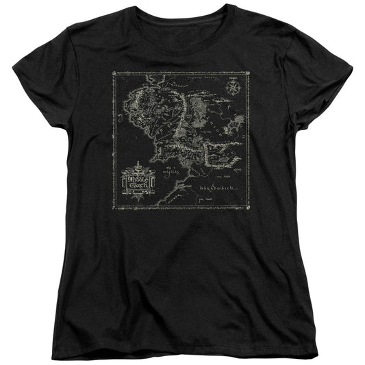 Lord Of The Rings Map of Me Womens T Shirt Black