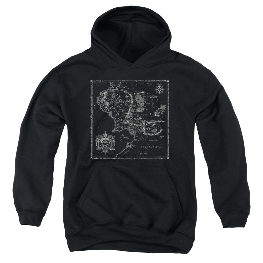 Lord Of The Rings Map of Me Kids Youth Hoodie Black