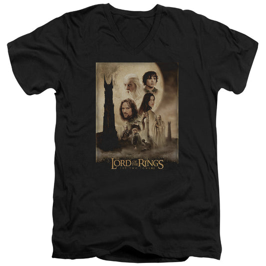 Lord of the Rings Tt Poster Mens Slim Fit V-Neck T Shirt Black