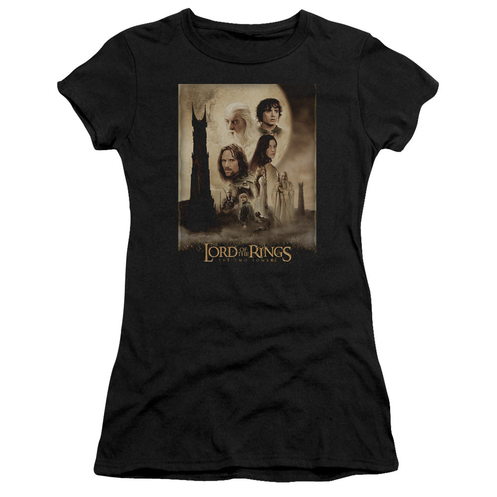 Lord of the Rings Tt Poster Junior Sheer Cap Sleeve Womens T Shirt Black