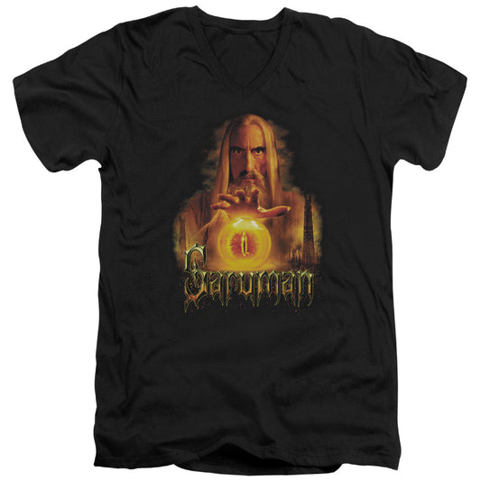 Lord of the Rings Saruman Mens Slim Fit V-Neck T Shirt Black