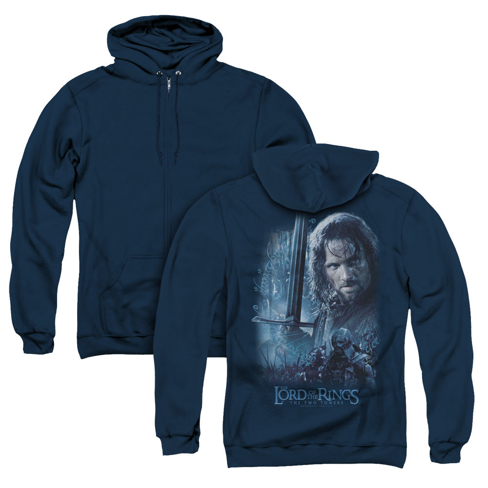 Lord of the Rings King in the Making Back Print Zipper Mens Hoodie Navy