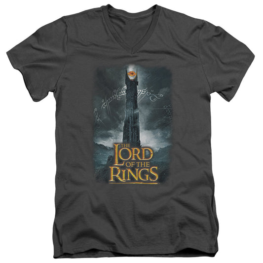 Lord of the Rings Always Watching Mens Slim Fit V-Neck T Shirt Charcoal