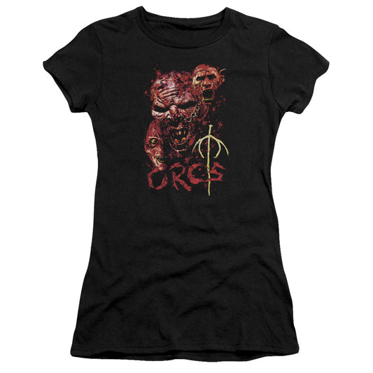 Lord of the Rings Orcs Junior Sheer Cap Sleeve Womens T Shirt Black