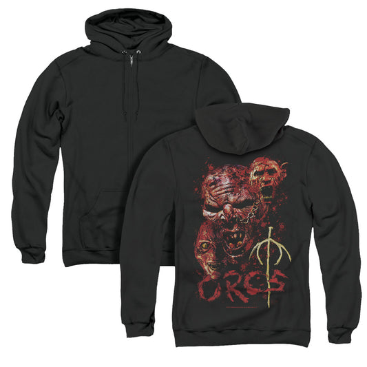 Lord of the Rings Orcs Back Print Zipper Mens Hoodie Black