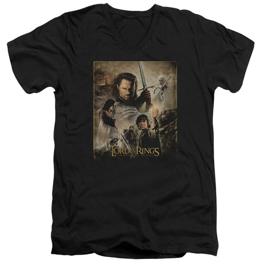 Lord of the Rings Rotk Poster Mens Slim Fit V-Neck T Shirt Black