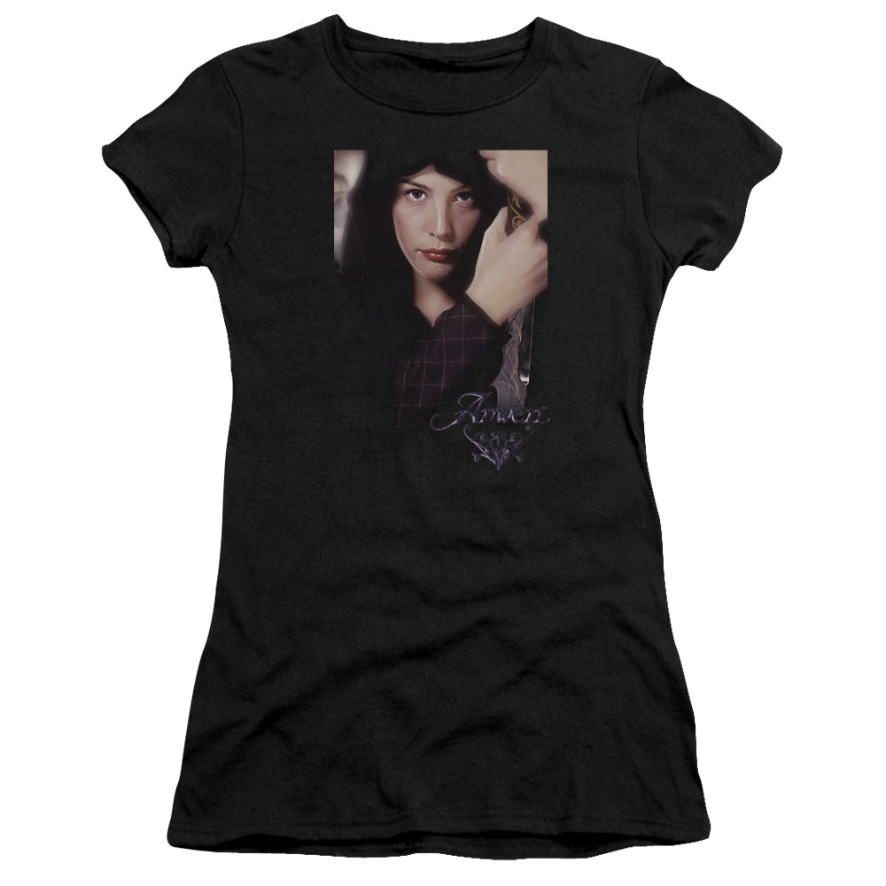 Lord of the Rings Arwen Junior Sheer Cap Sleeve Womens T Shirt Black