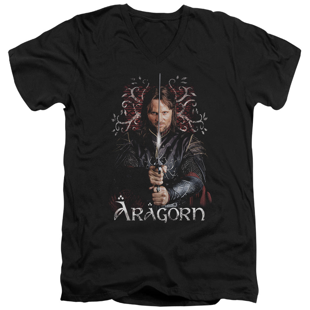 Lord of the Rings Aragorn Mens Slim Fit V-Neck T Shirt Black