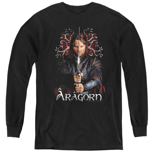 Lord of the Rings Aragorn Long Sleeve Kids Youth T Shirt Black