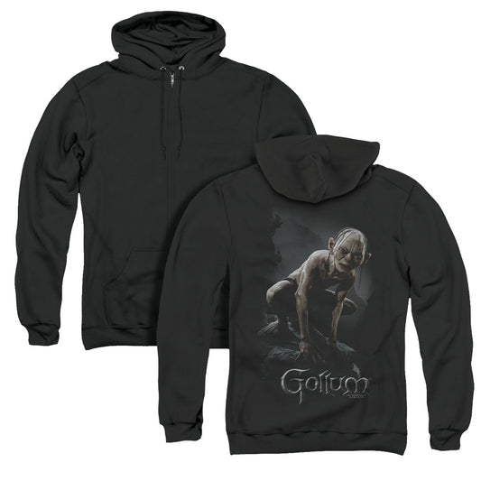 Lord of the Rings Gollum Back Print Zipper Mens Hoodie Black