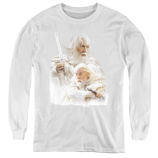 Lord of the Rings Gandalf the White Long Sleeve Kids Youth T Shirt White