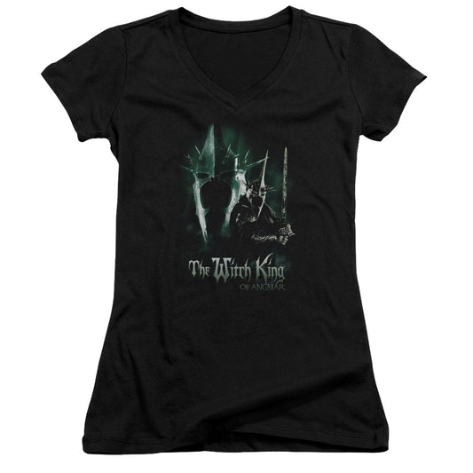 Lord of the Rings Witch King Junior Sheer Cap Sleeve V-Neck Womens T Shirt Black