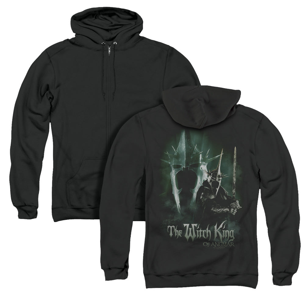 Lord of the Rings Witch King Back Print Zipper Mens Hoodie Black