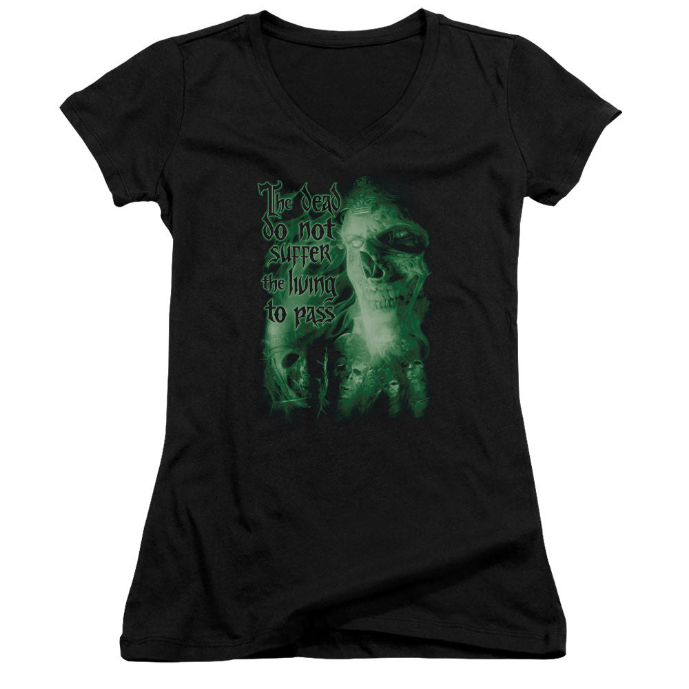 Lord of the Rings King of the Dead Junior Sheer Cap Sleeve V-Neck Womens T Shirt Black