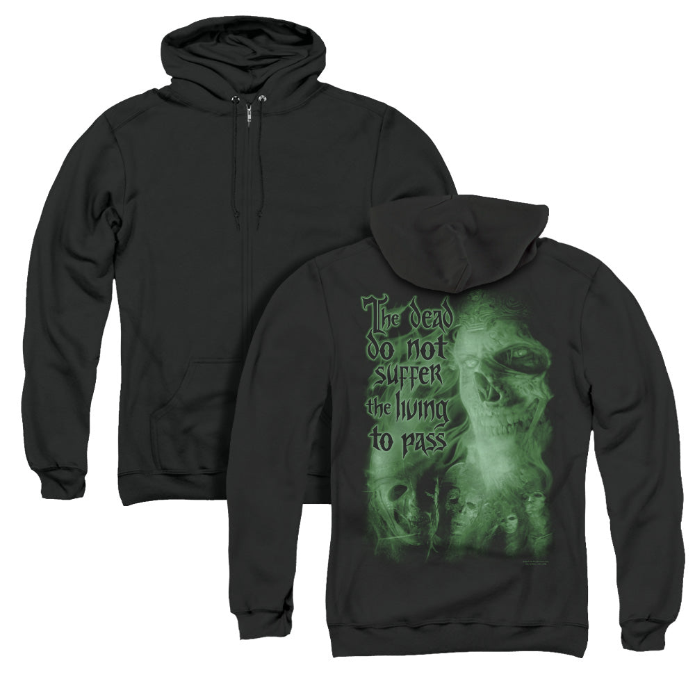 Lord of the Rings King of the Dead Back Print Zipper Mens Hoodie Black