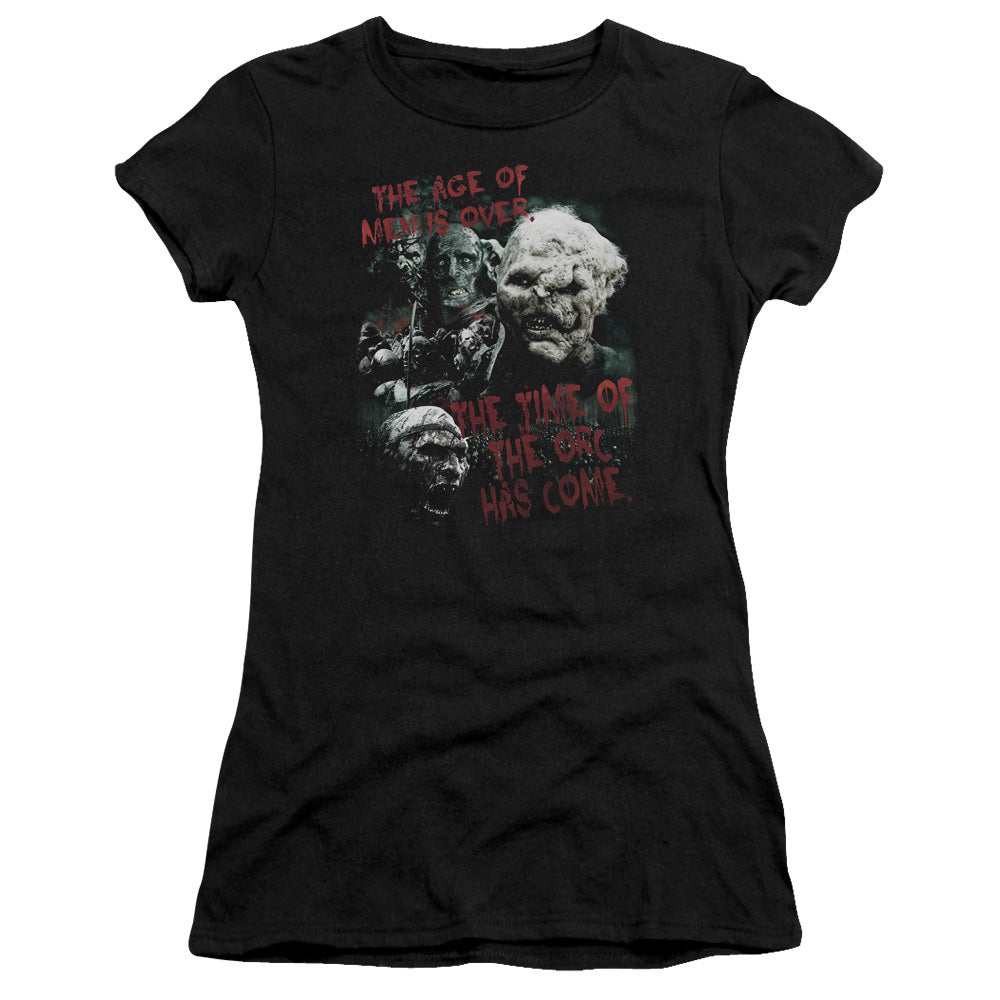 Lord of the Rings Time of the Orc Junior Sheer Cap Sleeve Womens T Shirt Black