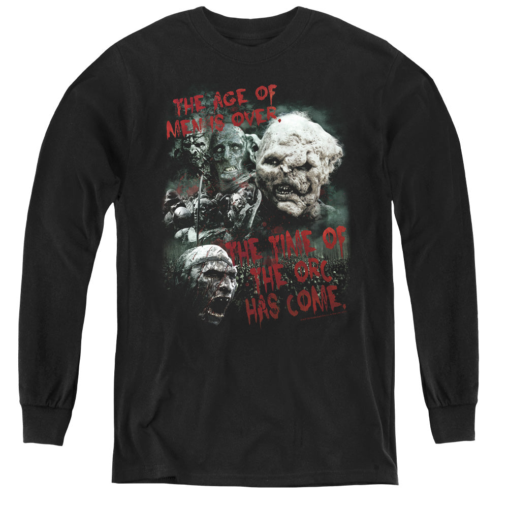 Lord of the Rings Time of the Orc Long Sleeve Kids Youth T Shirt Black