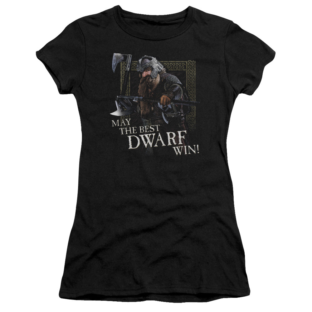 Lord of the Rings the Best Dwarf Junior Sheer Cap Sleeve Womens T Shirt Black