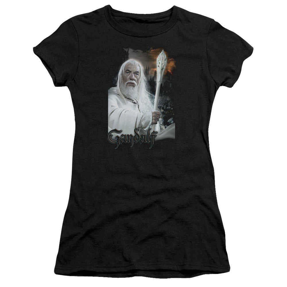 Lord of the Rings Gandalf Junior Sheer Cap Sleeve Womens T Shirt Black