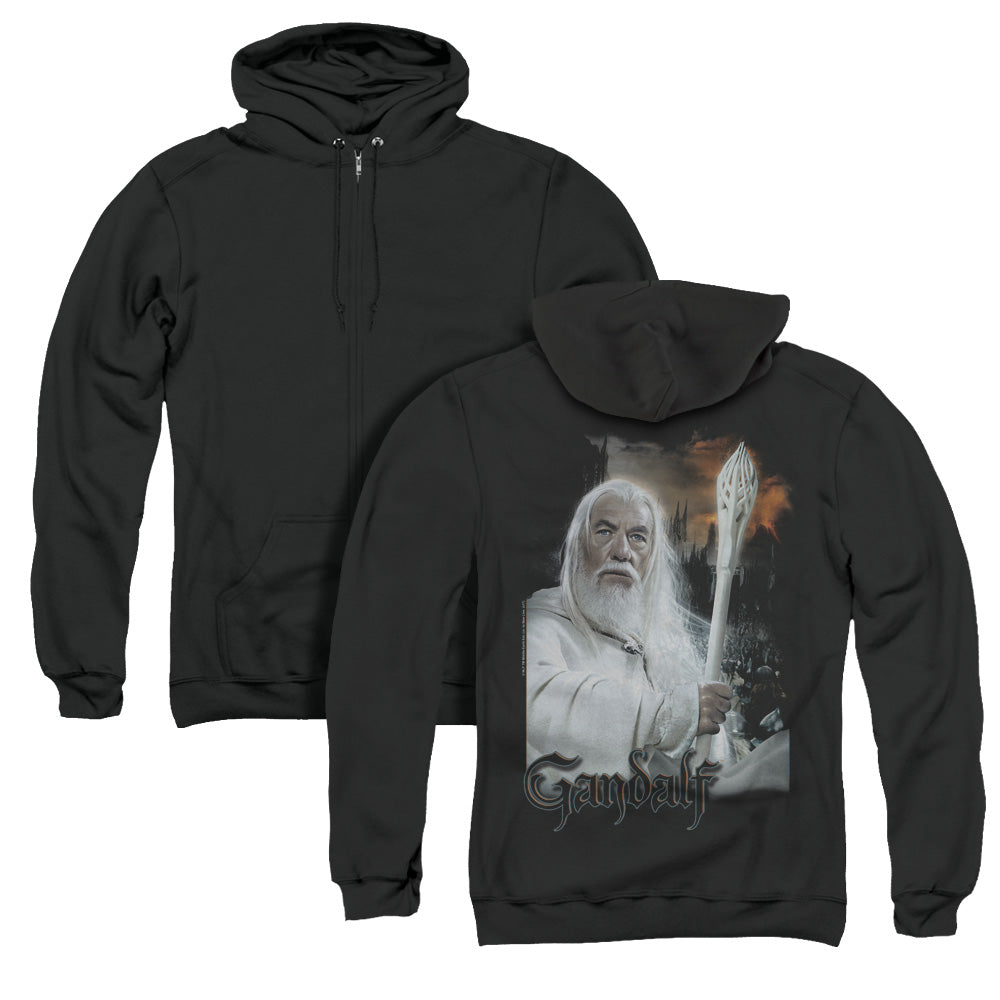 Lord of the Rings Gandalf Back Print Zipper Mens Hoodie Black