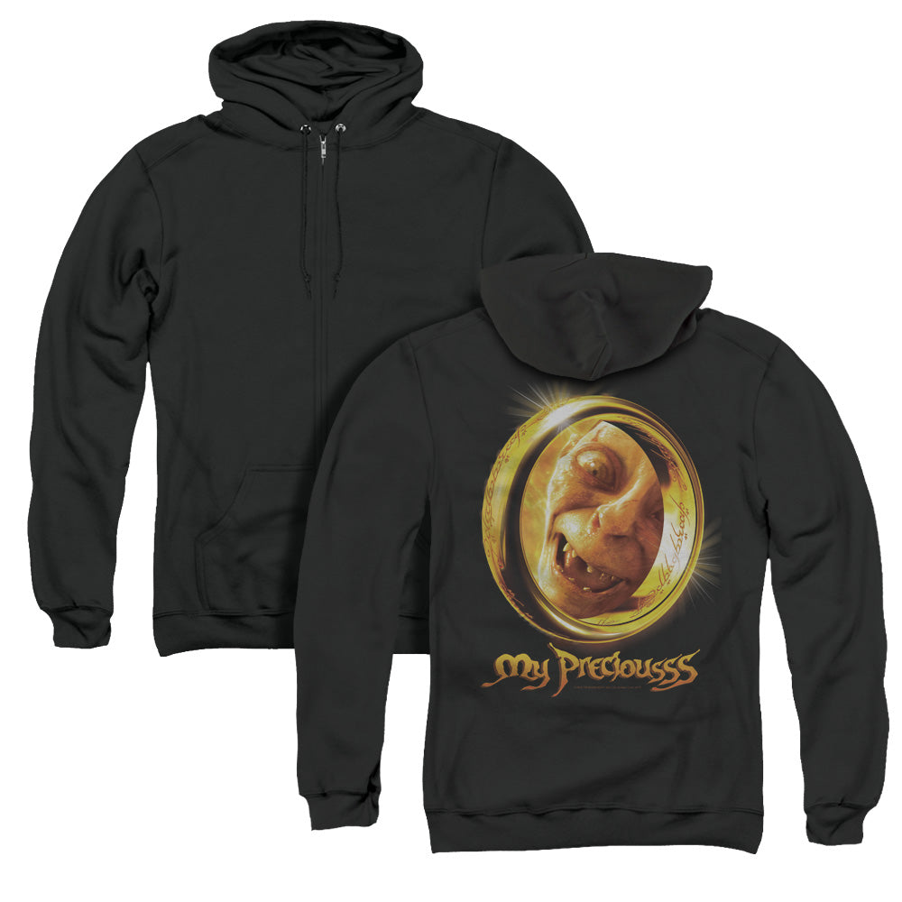 Lord of the Rings My Precious Back Print Zipper Mens Hoodie Black