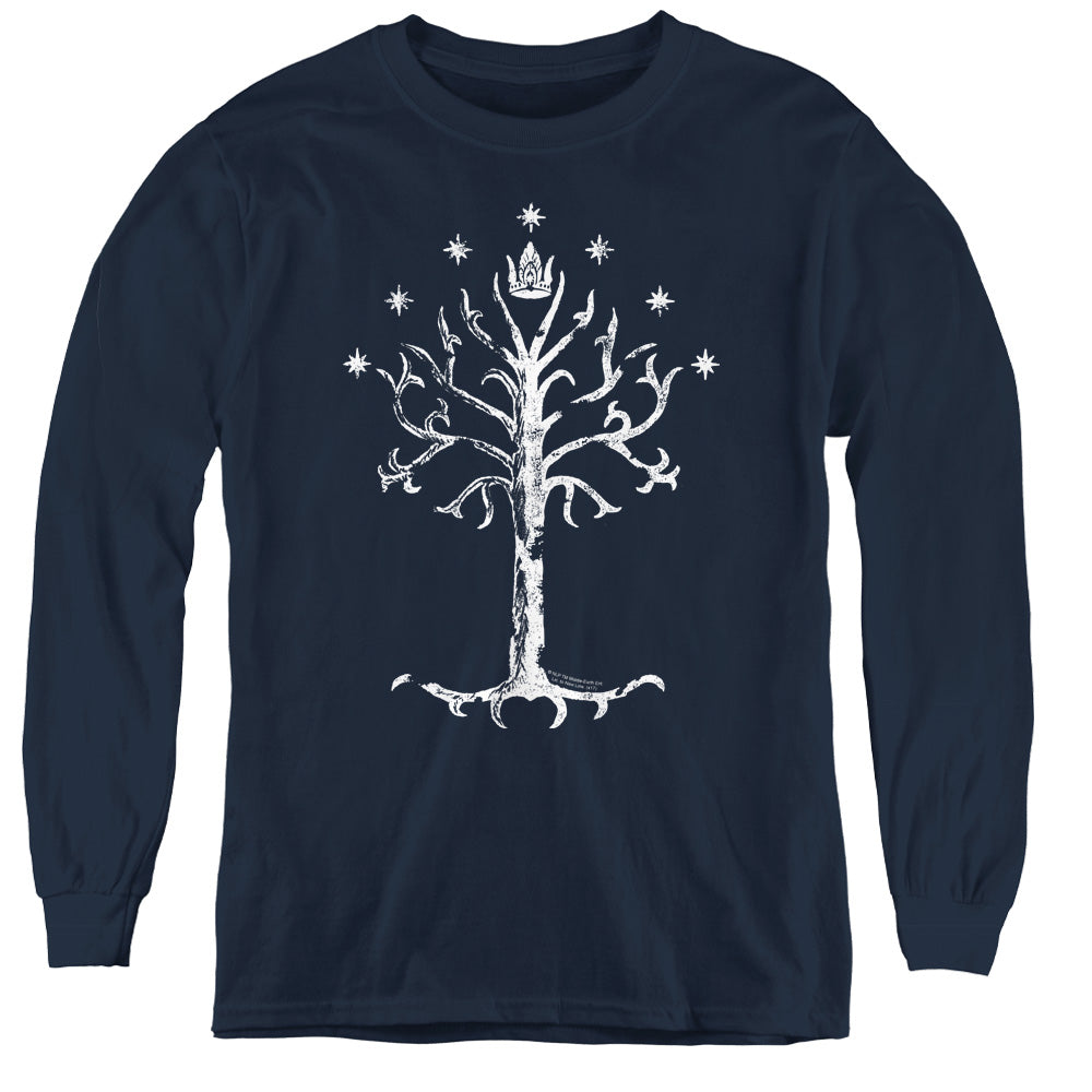 Lord of the Rings Tree of Gondor Long Sleeve Kids Youth T Shirt Navy