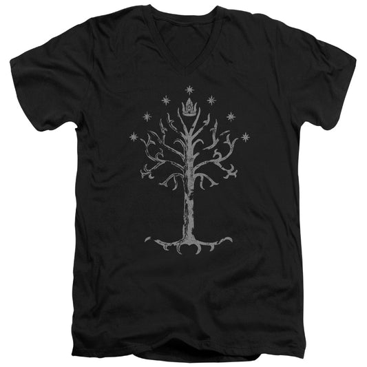 Lord of the Rings Tree of Gondor Mens Slim Fit V-Neck T Shirt Black