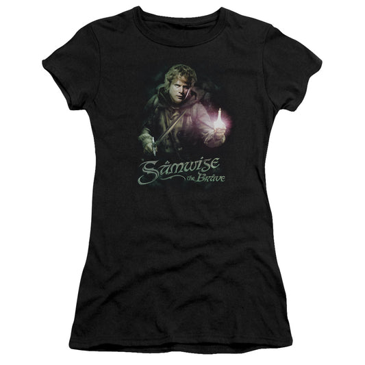 Lord of the Rings Samwise the Brave Junior Sheer Cap Sleeve Womens T Shirt Black