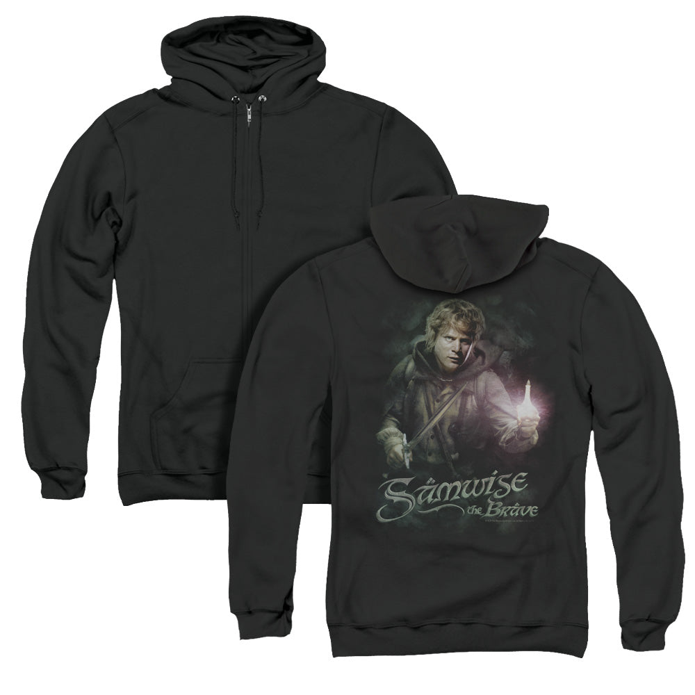 Lord of the Rings Samwise the Brave Back Print Zipper Mens Hoodie Black