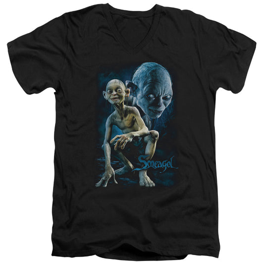 Lord of the Rings Eagol Mens Slim Fit V-Neck T Shirt Black