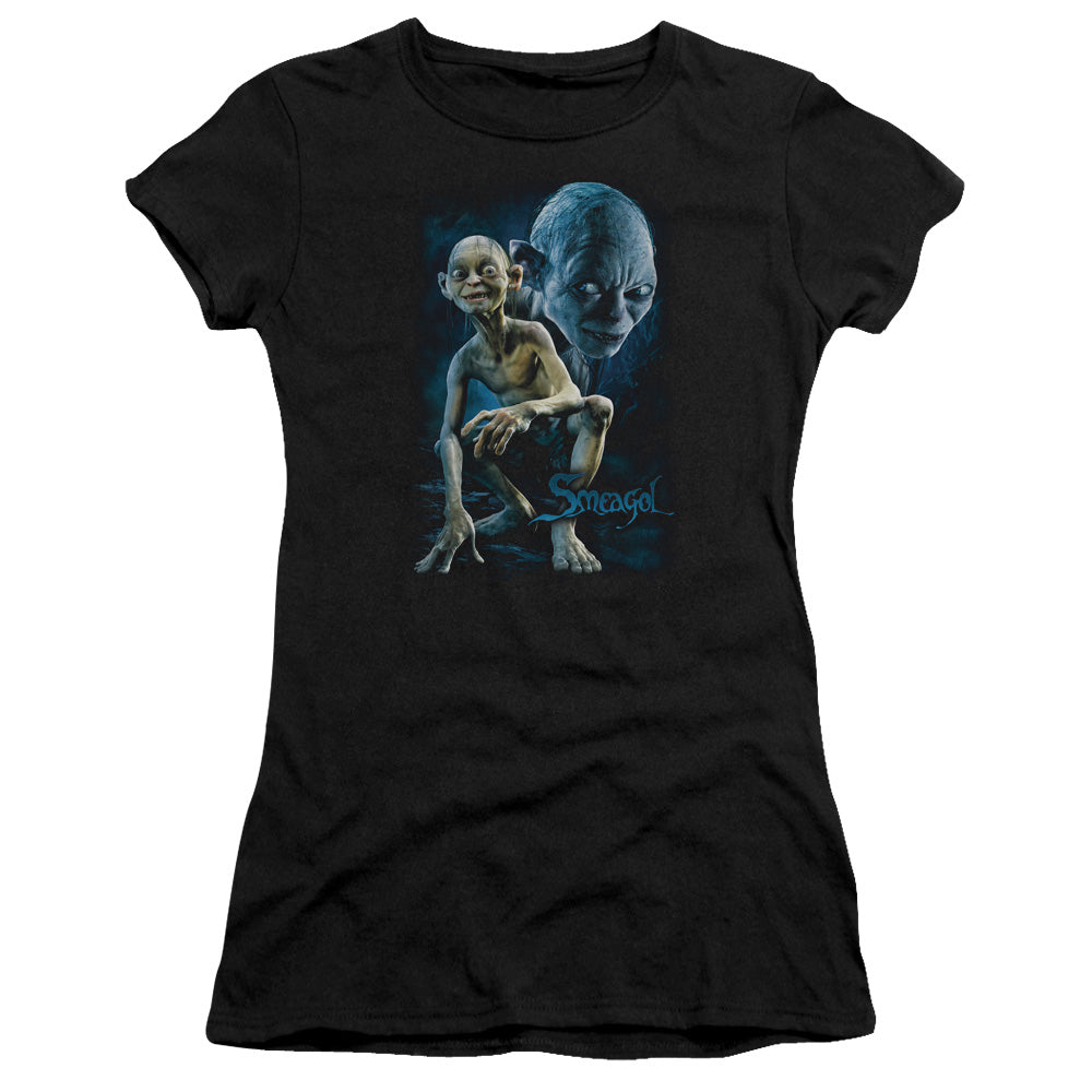 Lord of the Rings Eagol Junior Sheer Cap Sleeve Womens T Shirt Black