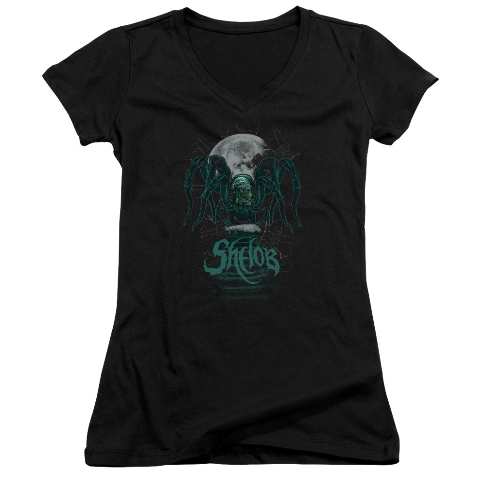 Lord Of The Rings Shelob Junior Sheer Cap Sleeve V-Neck Womens T Shirt Black