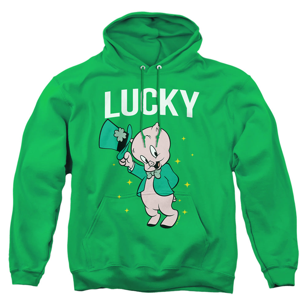 Looney Tunes Porky Pig St. Patrick'S Lucky Mens Hoodie Kelly Green Officially Licensed